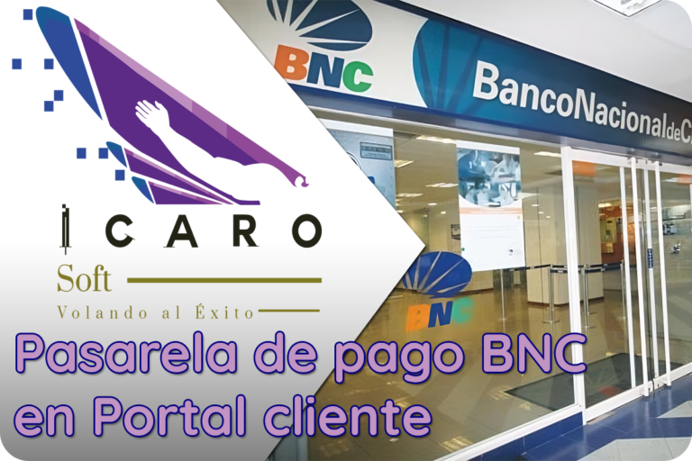 Pasarela de pago BNC en Portal cliente de ICAROSoft